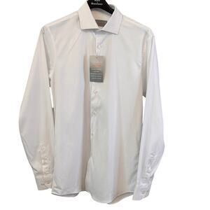 New Perry Ellis Portfolio White Slim Fit The Tech + Shirt  15.5  34/35